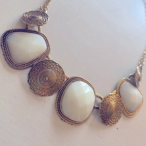 White stone statement necklace